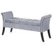 Farrah Velvet Upholstered Rolled Arm Storage Bench Silver - Walo Furniture