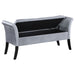 Farrah Velvet Upholstered Rolled Arm Storage Bench Silver - Walo Furniture