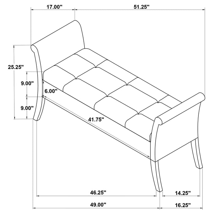 Farrah Velvet Upholstered Rolled Arm Storage Bench Silver - Walo Furniture