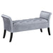 Farrah Velvet Upholstered Rolled Arm Storage Bench Silver - Walo Furniture