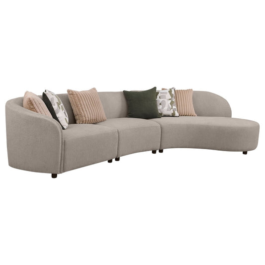 Fayette 3 - piece Upholstered Sectional Sofa Greige - Walo Furniture