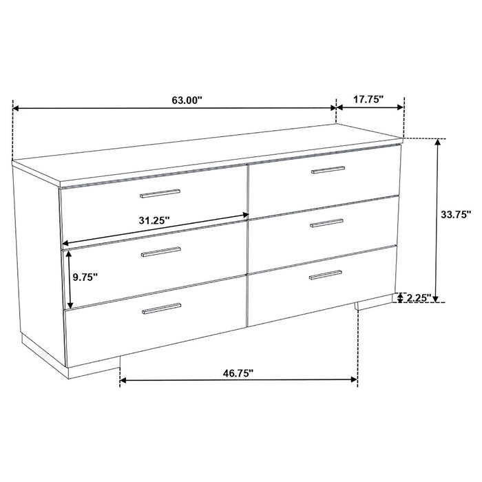 Felicity 4 - piece Eastern King Bedroom Set White High Gloss - Walo Furniture