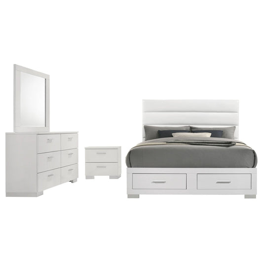 Felicity 4 - piece Eastern King Platform Bedroom Set White - Walo Furniture