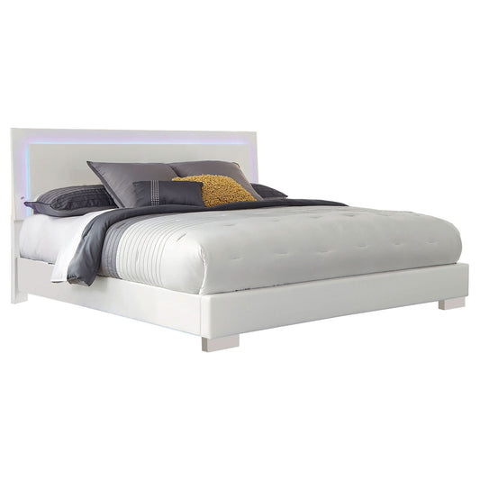 Felicity 4 - piece Queen Bedroom Set White High Gloss - Walo Furniture