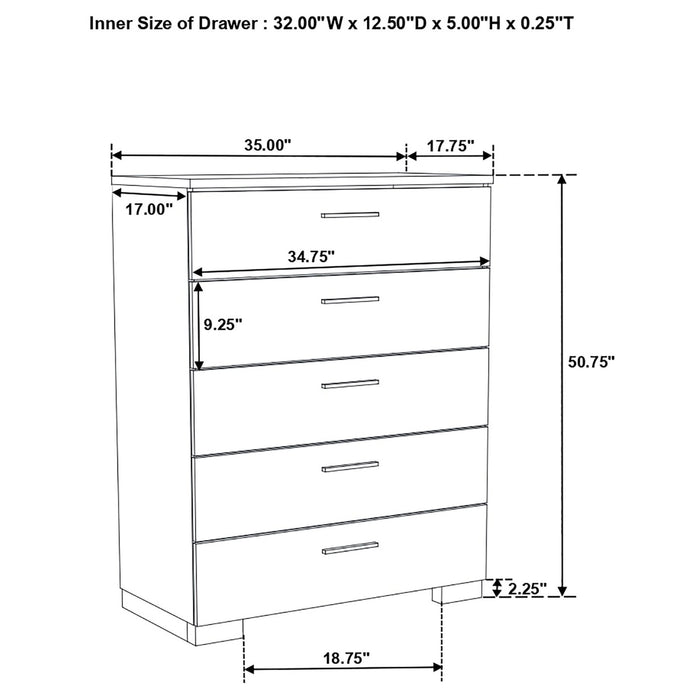 Felicity 5 - piece Queen Platform Bedroom Set White - Walo Furniture