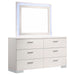 Felicity 6 - drawer Dresser with LED Mirror White High Gloss - Walo Furniture