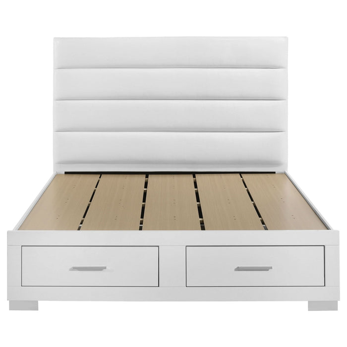 Felicity California King Storage Bed White High Gloss - Walo Furniture