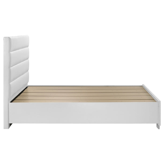 Felicity Eastern King Storage Bed White High Gloss - Walo Furniture