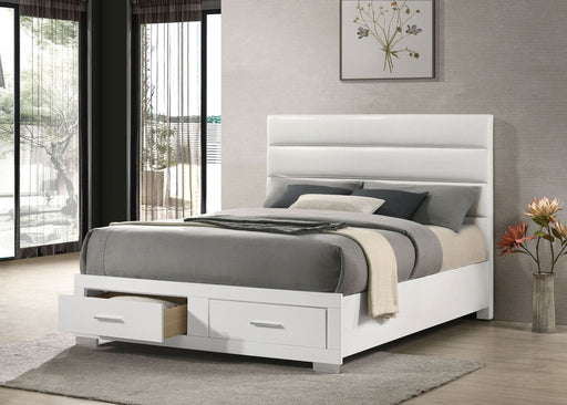 Felicity Eastern King Storage Bed White High Gloss - Walo Furniture