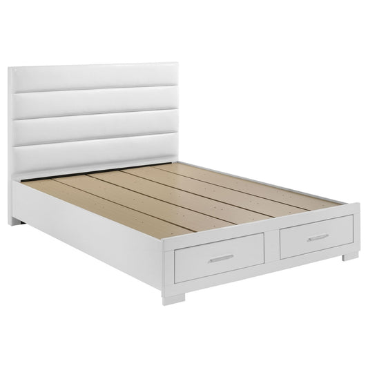 Felicity Eastern King Storage Bed White High Gloss - Walo Furniture