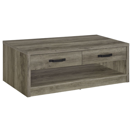 Felix 2 - drawer Engineered Wood Coffee Table Grey Driftwood - Walo Furniture