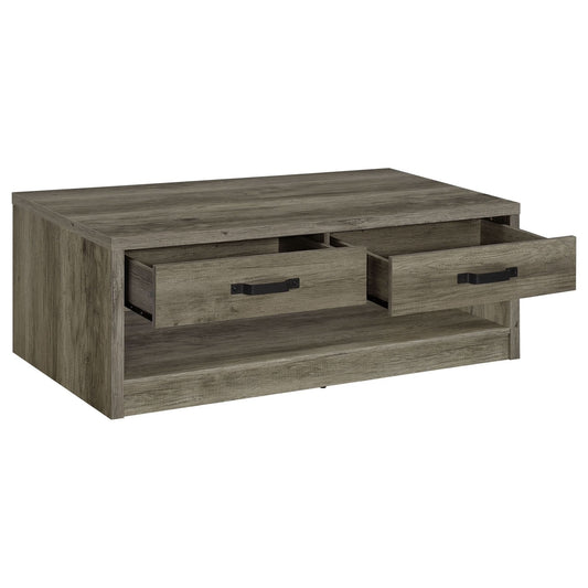 Felix 2 - drawer Engineered Wood Coffee Table Grey Driftwood - Walo Furniture