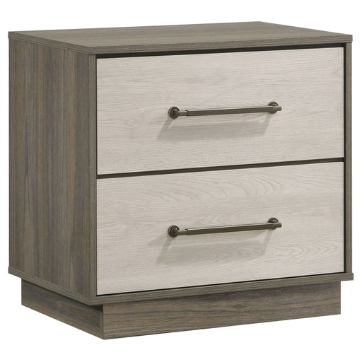 Fenwick 2 - drawer Nightstand Bedside Table Grey Oak - Walo Furniture