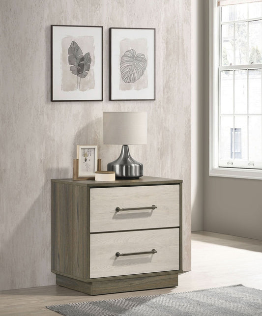 Fenwick 2 - drawer Nightstand Bedside Table Grey Oak - Walo Furniture