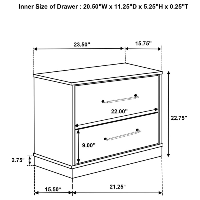 Fenwick 2 - drawer Nightstand Bedside Table Grey Oak - Walo Furniture