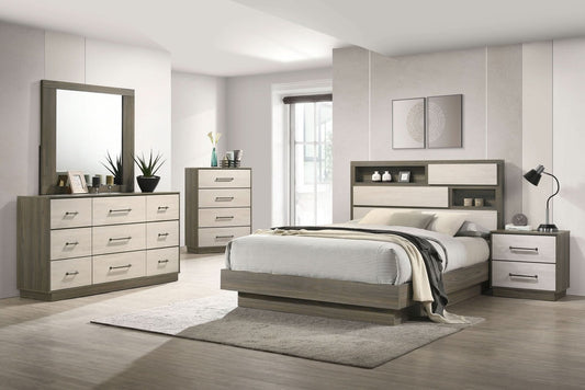 Fenwick 5 - piece Eastern King Bedroom Set Grey Oak - Walo Furniture