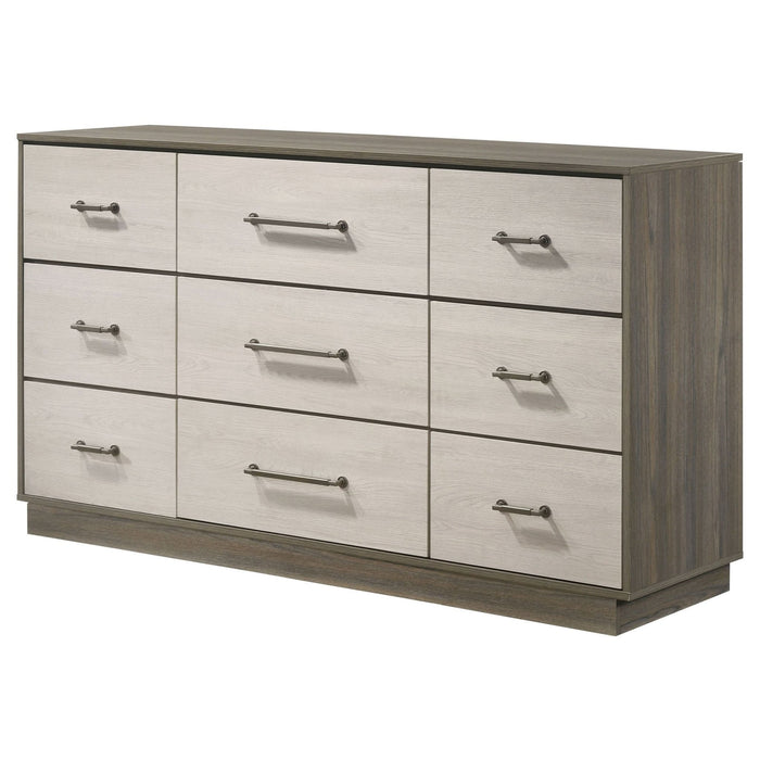 Fenwick 9 - drawer Dresser Grey Oak - Walo Furniture