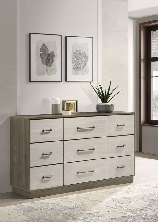 Fenwick 9 - drawer Dresser Grey Oak - Walo Furniture