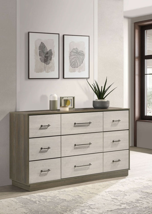 Fenwick 9 - drawer Dresser Grey Oak - Walo Furniture