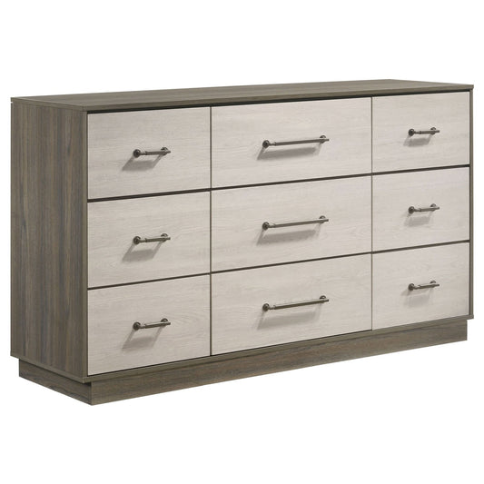 Fenwick 9 - drawer Dresser Grey Oak - Walo Furniture