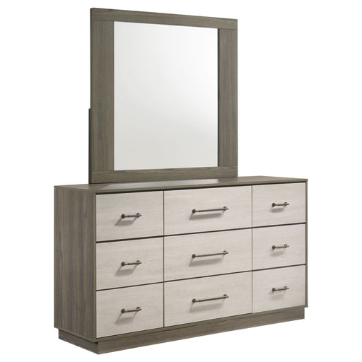 Fenwick 9 - drawer Dresser with Mirror Grey Oak - Walo Furniture