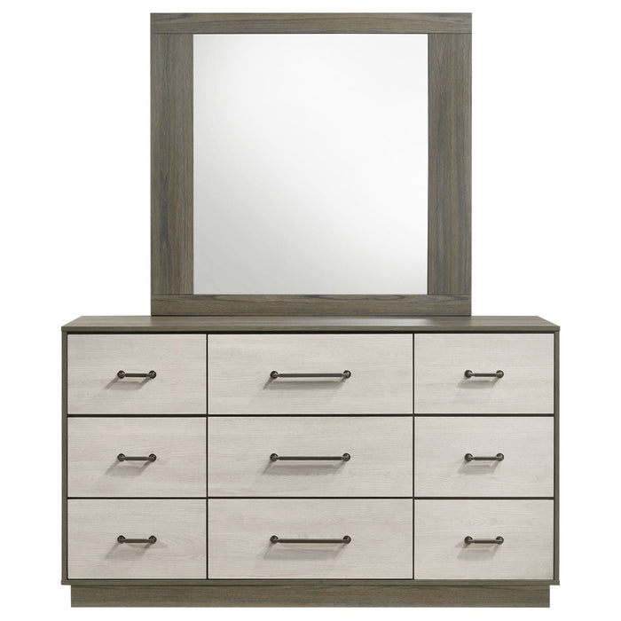 Fenwick 9 - drawer Dresser with Mirror Grey Oak - Walo Furniture