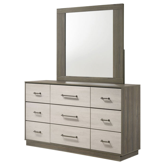 Fenwick 9 - drawer Dresser with Mirror Grey Oak - Walo Furniture