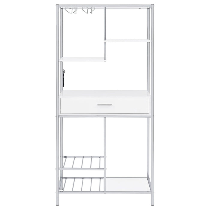 Figueroa 5 - shelf LED Wine Storage Bar Cabinet White High Gloss - Walo Furniture