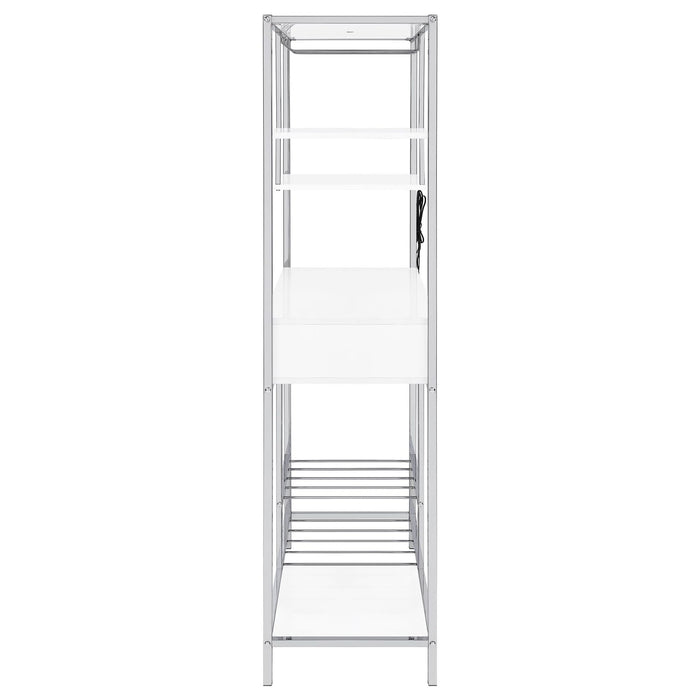 Figueroa 5 - shelf LED Wine Storage Bar Cabinet White High Gloss - Walo Furniture