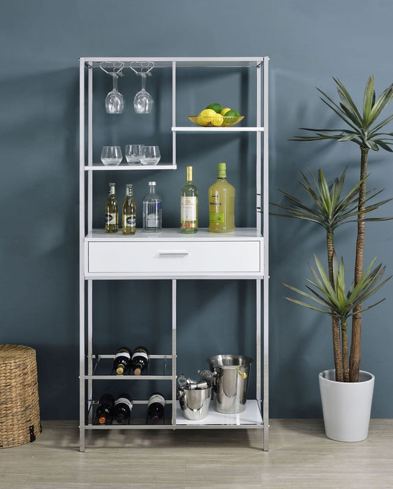 Figueroa 5 - shelf LED Wine Storage Bar Cabinet White High Gloss - Walo Furniture