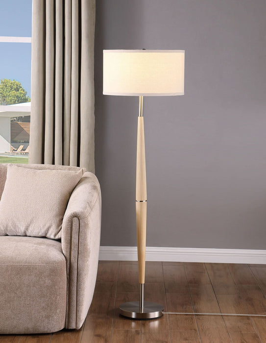 Flanary 58 - inch Drum Shade Tapered Floor Lamp Natural - Walo Furniture