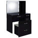 Flora 2 - drawer Vanity Set with LED Mirror Black High Gloss - Walo Furniture