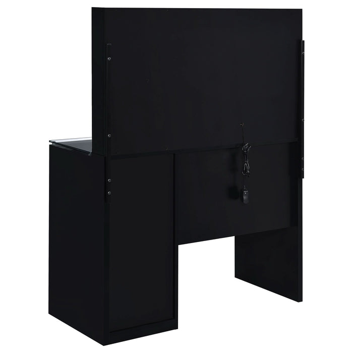 Flora 2 - drawer Vanity Set with LED Mirror Black High Gloss - Walo Furniture