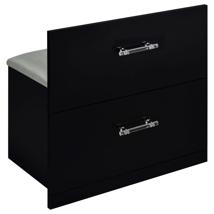 Flora 2 - drawer Vanity Set with LED Mirror Black High Gloss - Walo Furniture