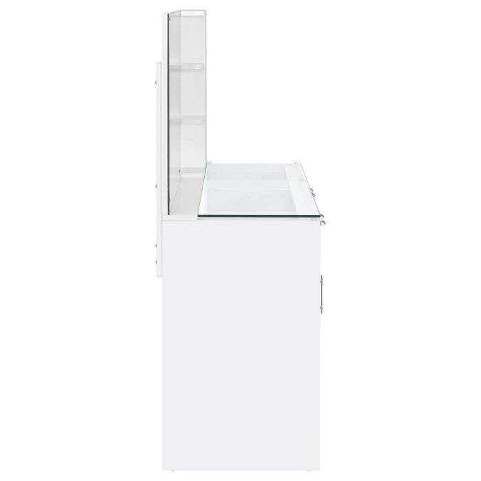 Flora 2 - drawer Vanity Set with LED Mirror White High Gloss - Walo Furniture