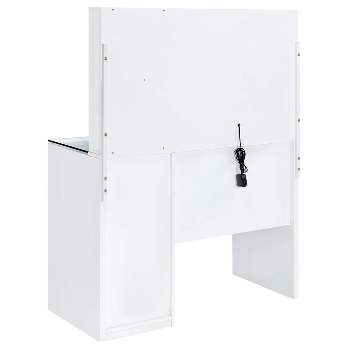 Flora 2 - drawer Vanity Set with LED Mirror White High Gloss - Walo Furniture