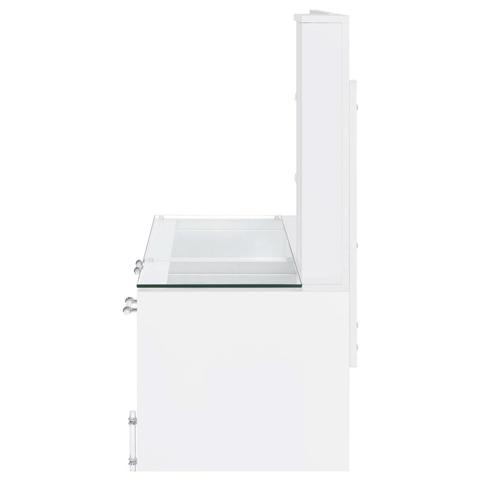 Flora 2 - drawer Vanity Set with LED Mirror White High Gloss - Walo Furniture