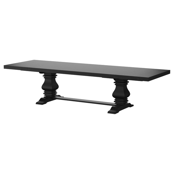 Florence 126 - inch Extension Dining Table Distressed Black - Walo Furniture