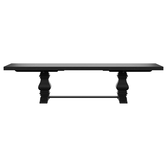 Florence 126 - inch Extension Dining Table Distressed Black - Walo Furniture