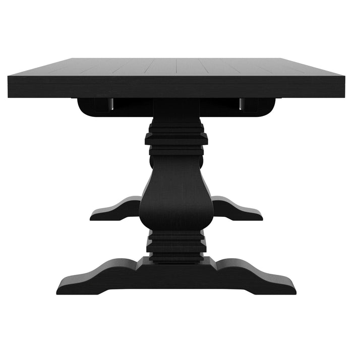 Florence 126 - inch Extension Dining Table Distressed Black - Walo Furniture