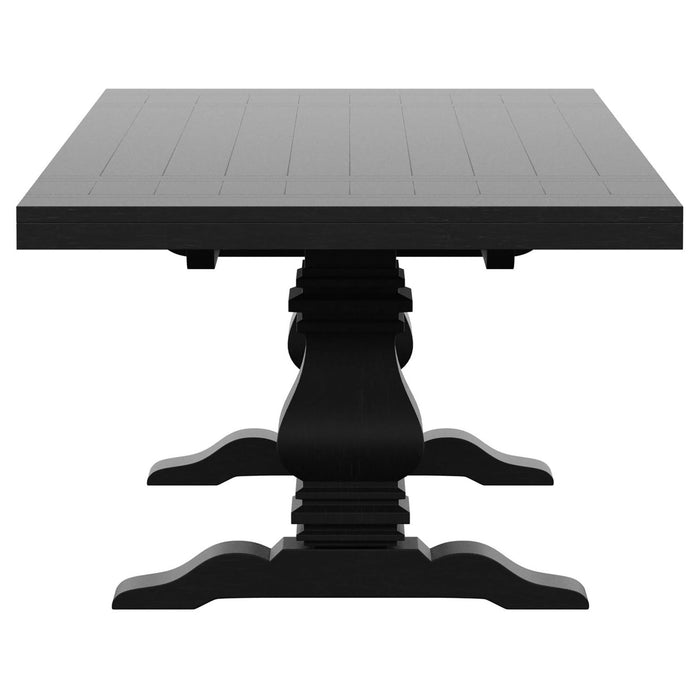 Florence 126 - inch Extension Dining Table Distressed Black - Walo Furniture