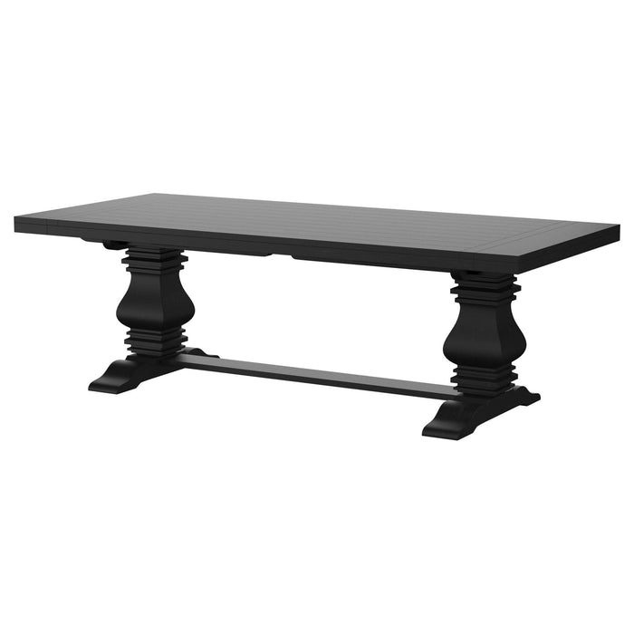 Florence 126 - inch Extension Dining Table Distressed Black - Walo Furniture