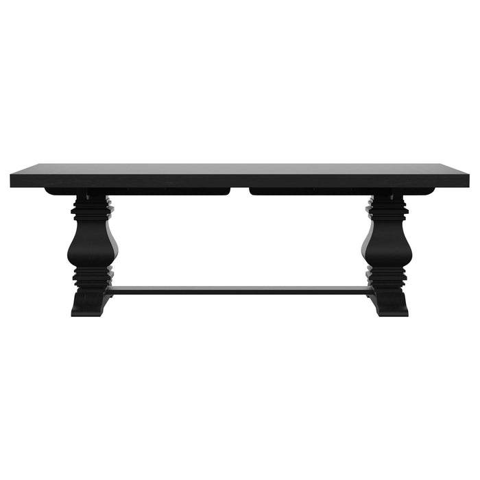 Florence 126 - inch Extension Dining Table Distressed Black - Walo Furniture