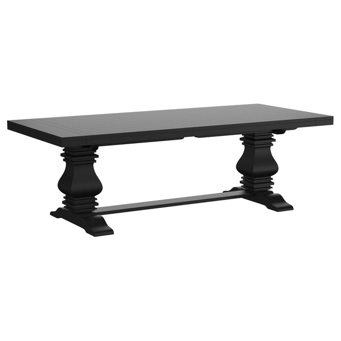 Florence 126 - inch Extension Dining Table Distressed Black - Walo Furniture