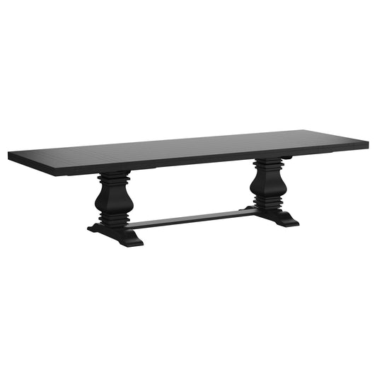 Florence 126 - inch Extension Dining Table Distressed Black - Walo Furniture