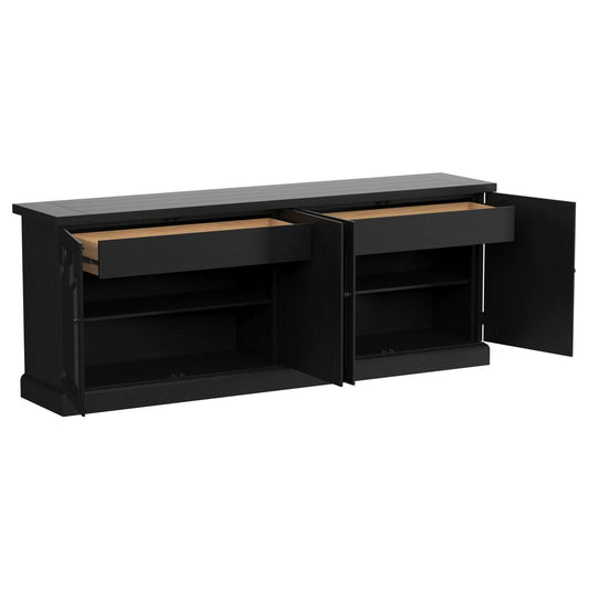 Florence 4 - door Dining Sideboard Buffet Distressed Black - Walo Furniture