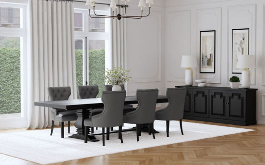 Florence 7 - piece 126 - inch Extension Dining Table Set Grey - Walo Furniture