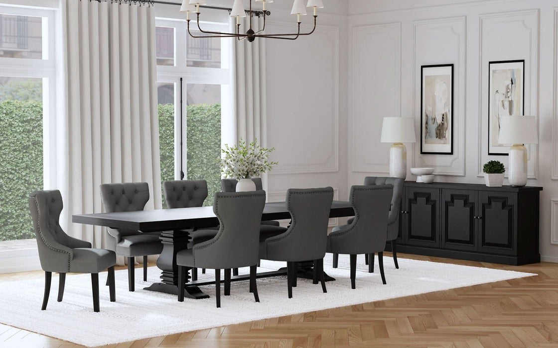 Florence 9 - piece 126 - inch Extension Dining Table Set Grey - Walo Furniture