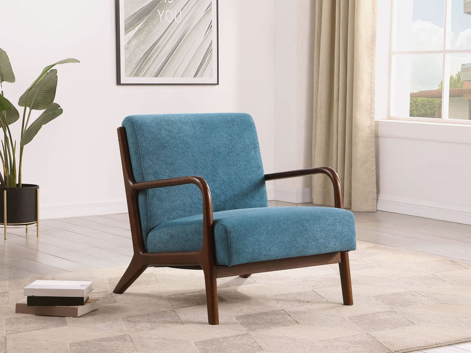 Foster Upholstered Wood Frame Accent Chair Peacock Blue - Walo Furniture