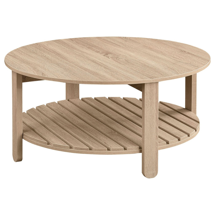 Fowler 1 - shelf Round Engineered Wood Coffee Table Natural - Walo Furniture